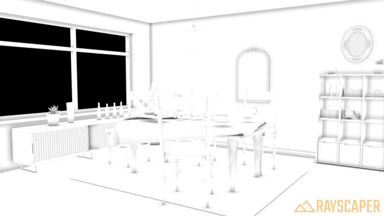 Ambient occlusion pass with a distance of 0.1 m