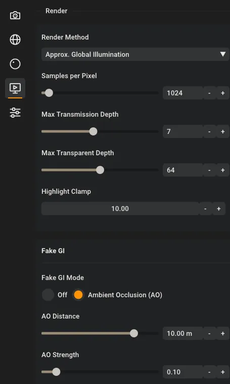 The ambient occlusion settings of Fake GI