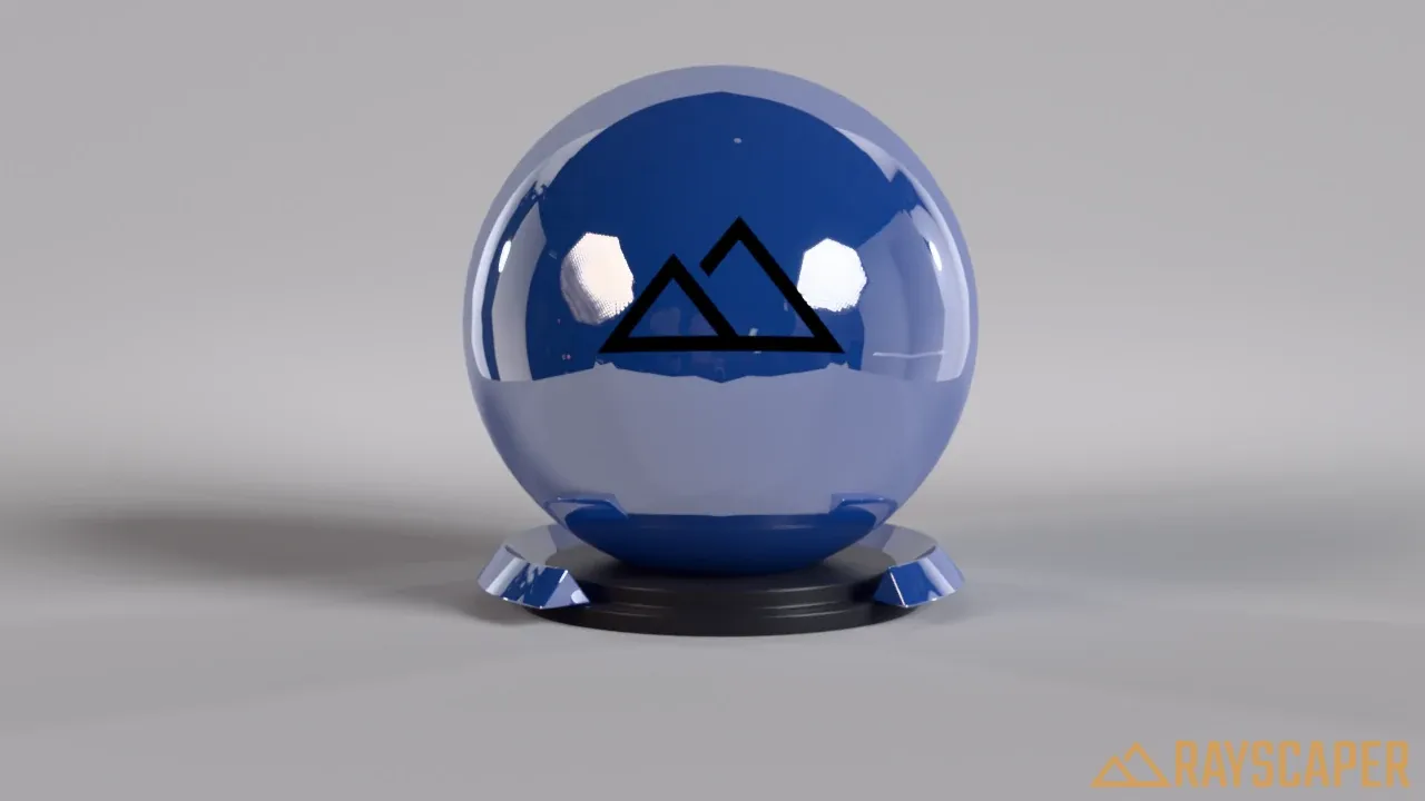 A blue coated ball with sharp reflections