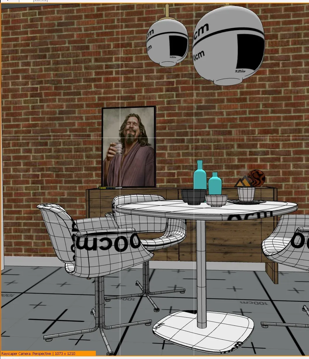 Center Cross composition guide in the SketchUp viewport