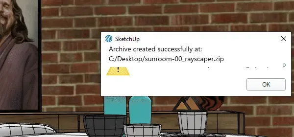 Archive created successfully dialog