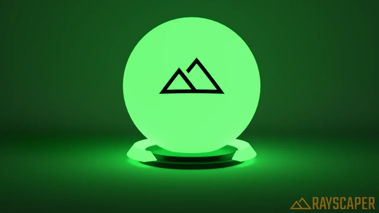 A ball glowing green