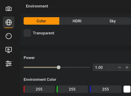 The Color environment settings