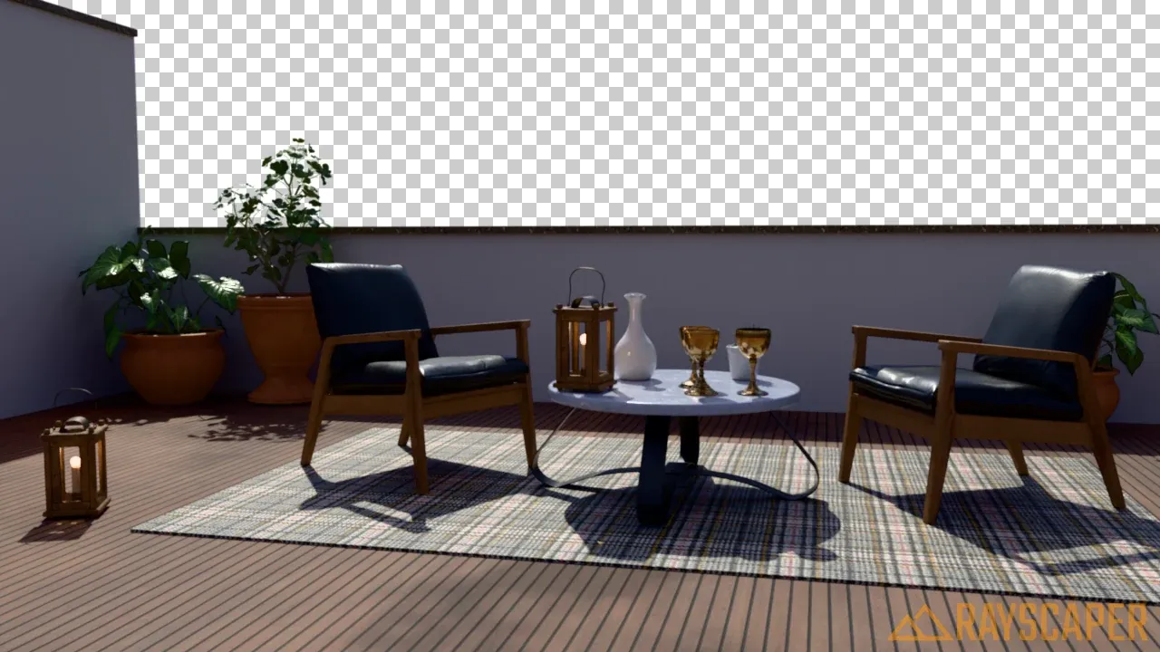 The terrace with a transparent background, shown on a checkerboard
