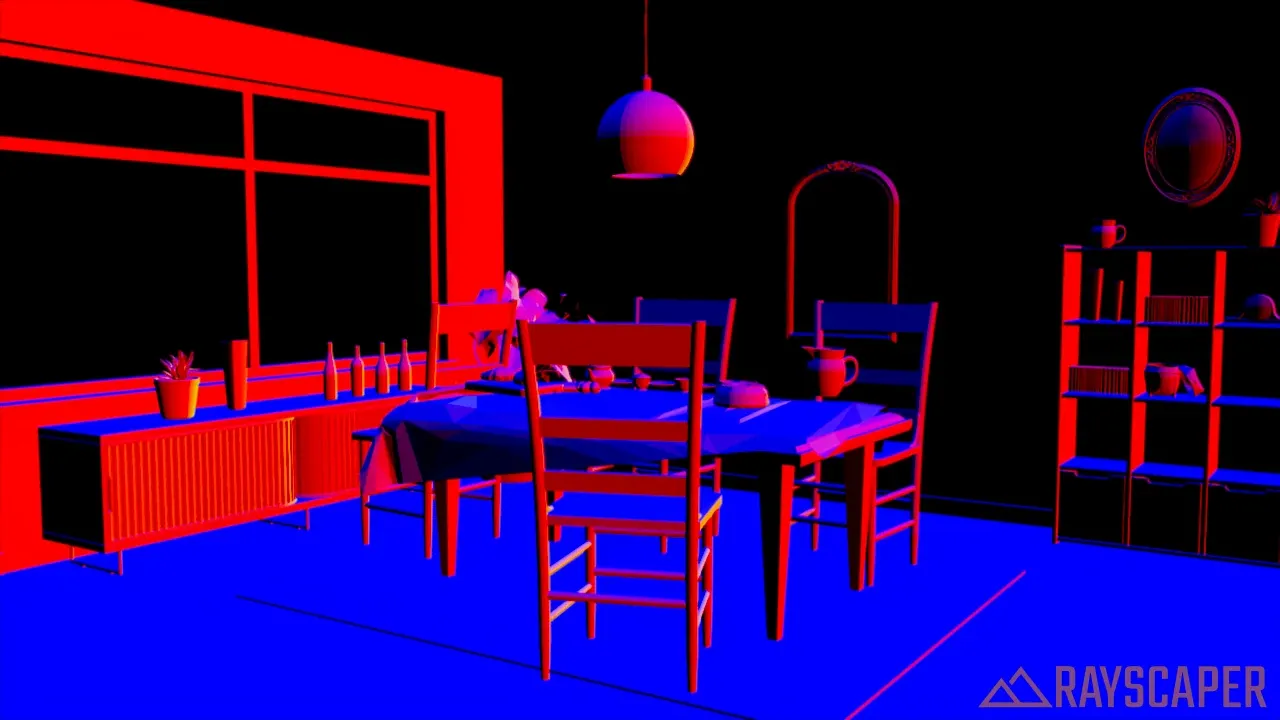 Geometric normals pass of the breakfast room