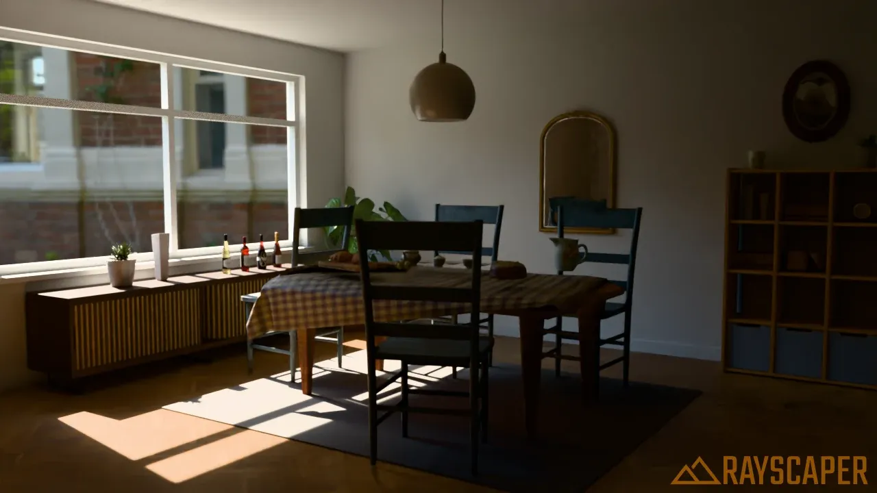 The breakfast room with two diffuse bounces