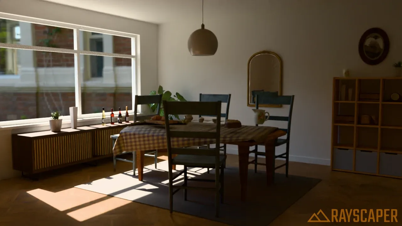 The breakfast room with five diffuse bounces, the default