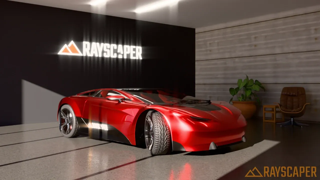 The showroom with a glare power of 40% and 4 rays