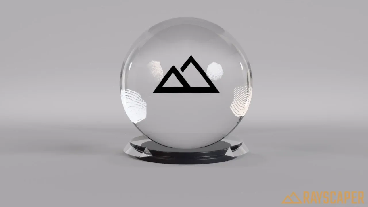 A solid glass ball that refracts the backdrop