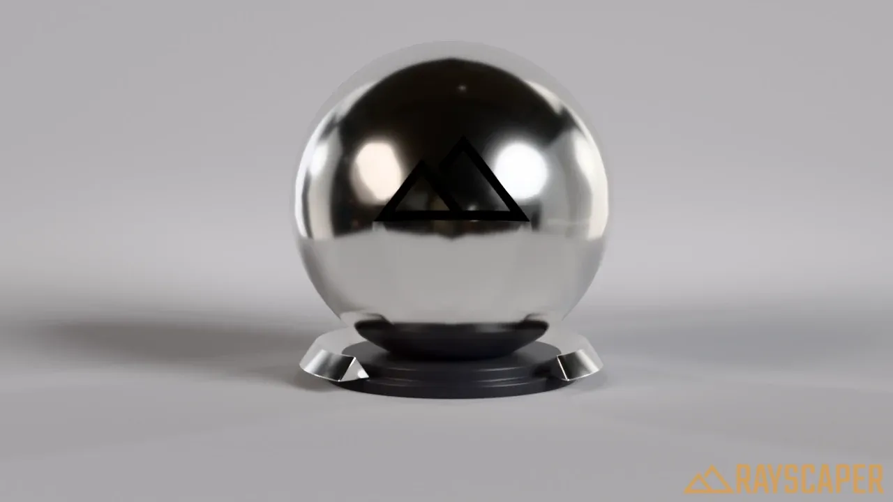 A silver shader ball