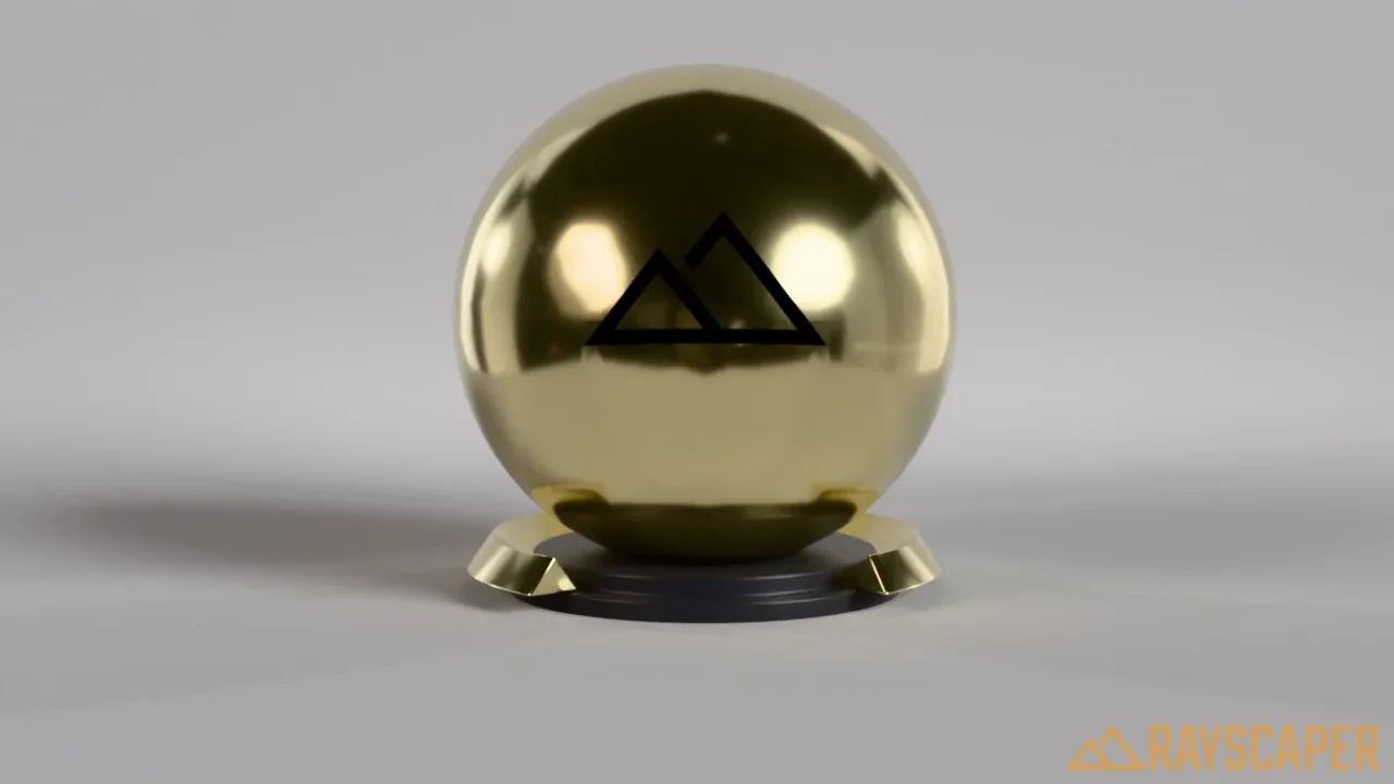 A brass shader ball