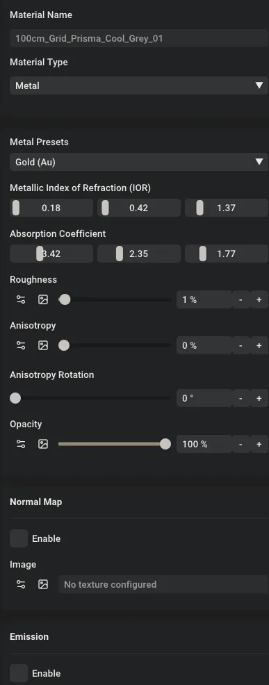 Metal material configuration