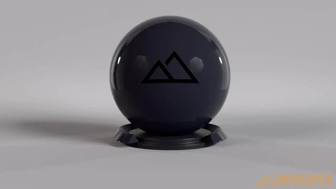 A dark glossy ball with strong reflections