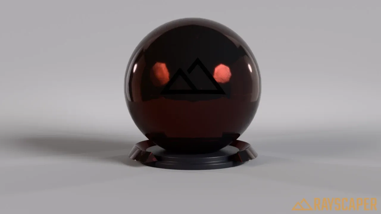 A black ball with red reflections