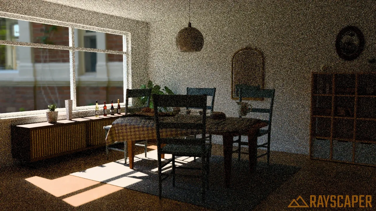 The breakfast room after 64 samples, still grainy